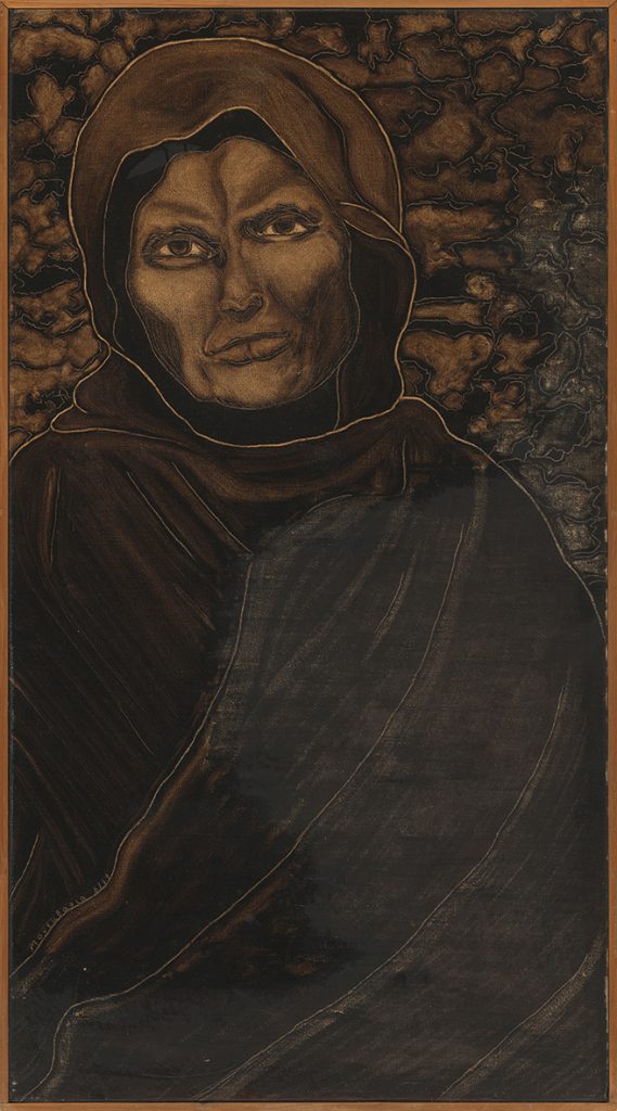 Σούλα Πιτέρη, Η Φραγκογιαννού,1977, λάδι, 118,5x65 εκ. Συλλογή Σούλας Πιτέρη